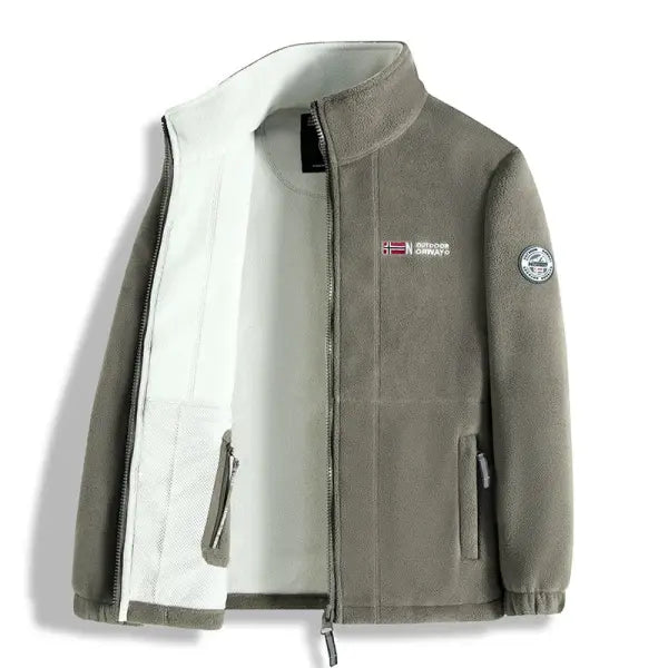 Men’s Fleece Storm Jacket Thickened Warm Outdoor Casual Style - Khaki / M