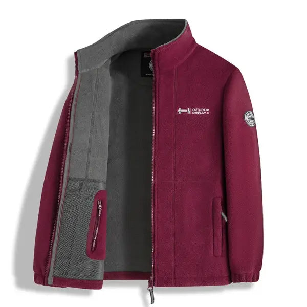 Men’s Fleece Storm Jacket Thickened Warm Outdoor Casual Style - Red / L