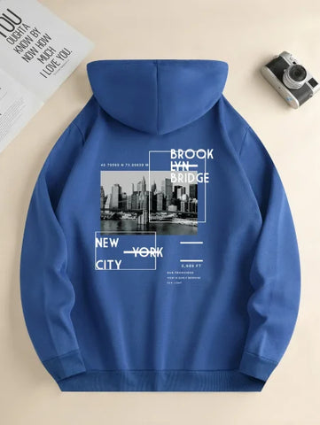 Men's Full Sleeve Printed Casual Hoodie in Polyester and Spandex - Himpall