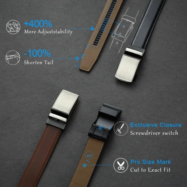 Men's Genuine Leather Belt – Luxury Metal Automatic Alloy Buckle - Himpall