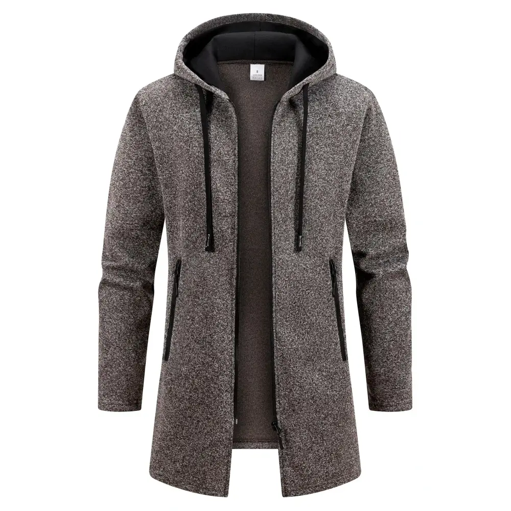 Men’s Hooded Polyester Jacket Regular Length Style Guide - coffee / S