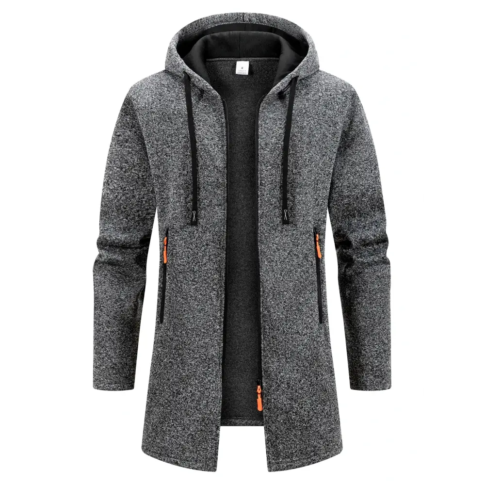 Men’s Hooded Polyester Jacket Regular Length Style Guide - Dark Grey / S