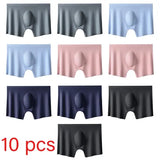 Men’s Ice Silk Boxer Briefs 10 Pcs Seamless Ultra-thin Breathable Style