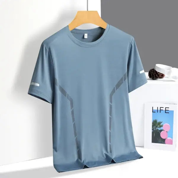 Men’s Ice Silk Running T-shirt 5XL Breathable Quick Dry Sports Top - Blue B / 4XL(85 kg-92 kg)