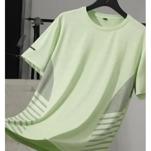 Men’s Ice Silk Running T-shirt 5XL Breathable Quick Dry Sports Top - Fruit Green / M(40 kg-50 kg)