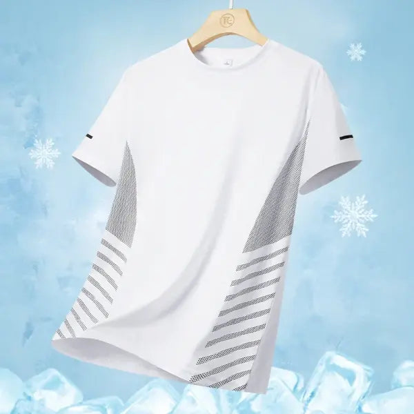 Men’s Ice Silk Running T-shirt 5XL Breathable Quick Dry Sports Top - White / M(40 kg-50 kg)