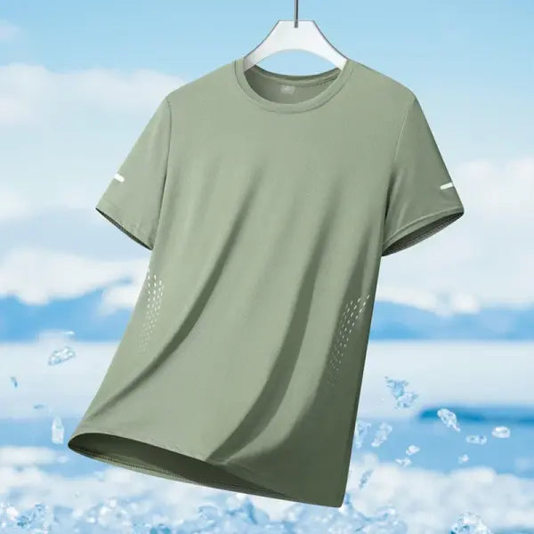 Men’s Ice Silk Running T-shirt 5XL Breathable Quick Dry Sports Top - Green A / 4XL(85 kg-92 kg)