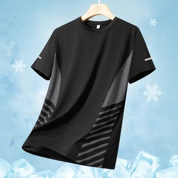 Men’s Ice Silk Running T-shirt 5XL Breathable Quick Dry Sports Top - Black / XL(60 kg-70 kg)