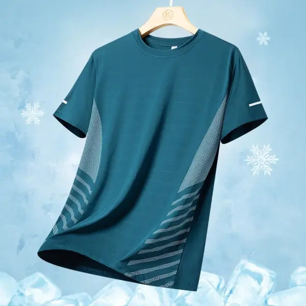 Men’s Ice Silk Running T-shirt 5XL Breathable Quick Dry Sports Top - Green / 5XL(92 kg-100 kg)