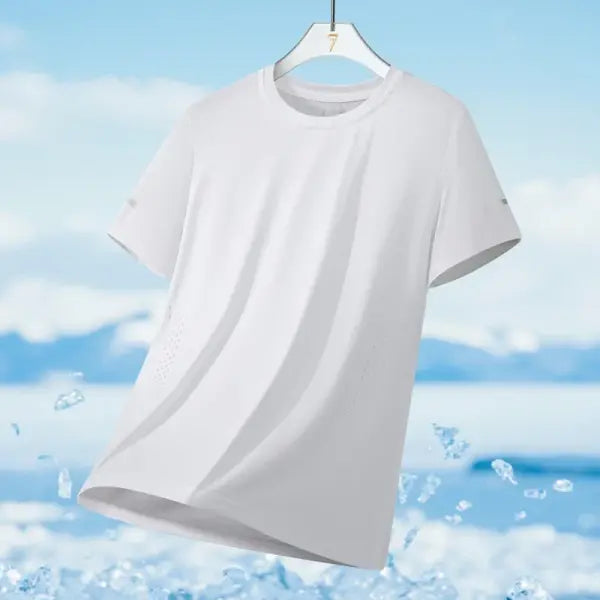 Men’s Ice Silk Running T-shirt 5XL Breathable Quick Dry Sports Top - White A / XXXL(77 kg-85 kg)