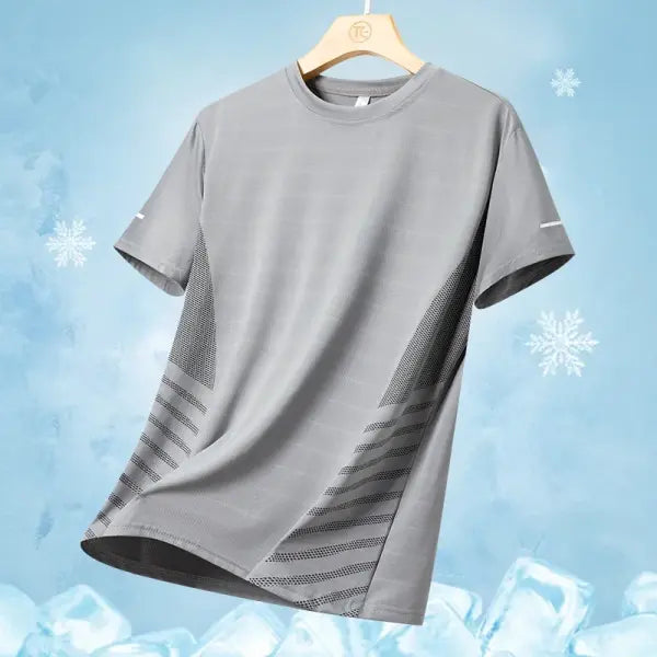 Men’s Ice Silk Running T-shirt 5XL Breathable Quick Dry Sports Top - Gray / M(40 kg-50 kg)