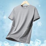 Men’s Ice Silk Running T-shirt 5XL Breathable Quick Dry Sports Top - Gray / M(40 kg-50 kg)