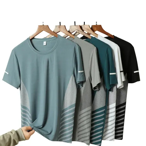 Men’s Ice Silk Running T-shirt 5XL Breathable Quick Dry Sports Top