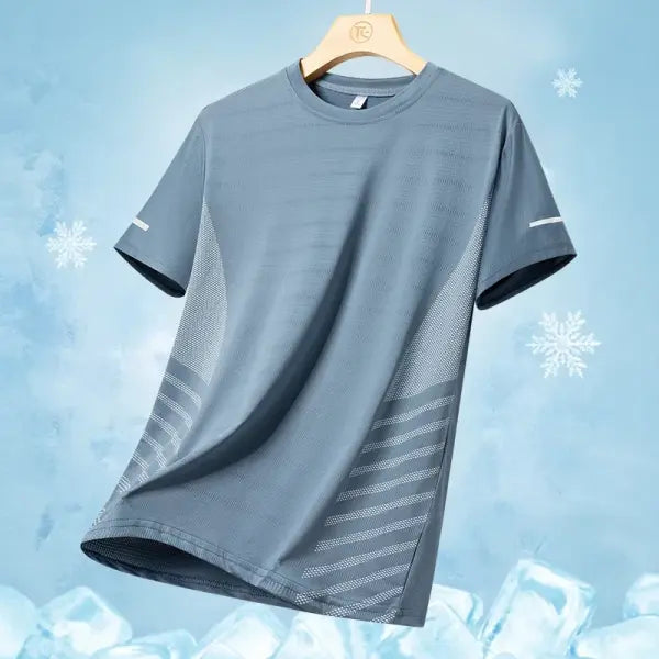 Men’s Ice Silk Running T-shirt 5XL Breathable Quick Dry Sports Top - Blue / L(50 kg-60 kg)