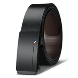 Automatic buckle cowskin men leather plus size jeans belt - POLO-24-WY / 120cm