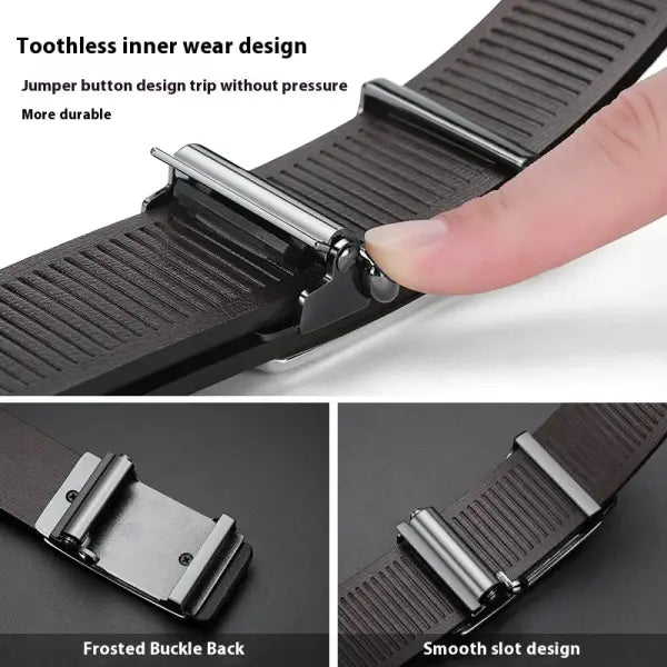 Automatic buckle cowskin men leather plus size jeans belt