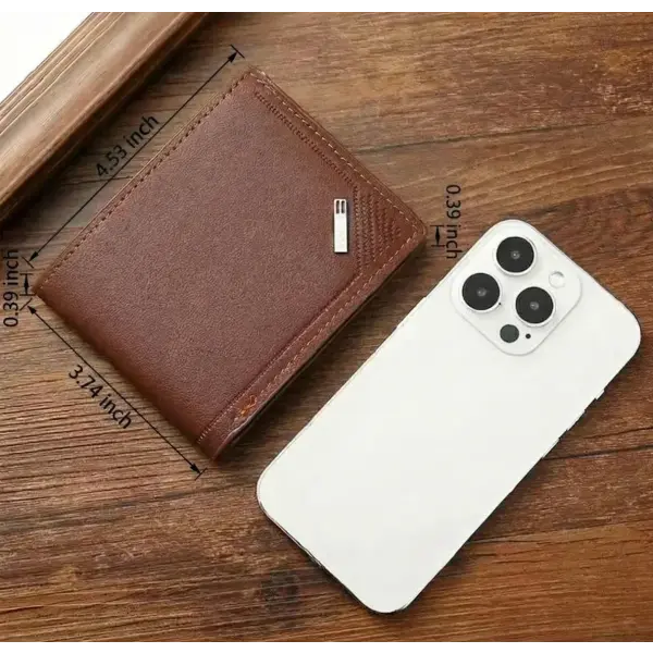 Unisex PU Leather Short Wallet Foldable with Note Compartment
