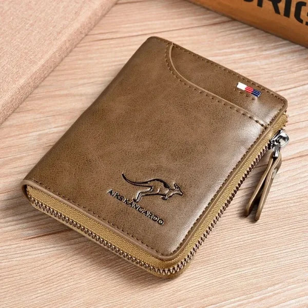 Men’s Leather Wallet – Business Card Holder, RFID Protection Zipper Purse, Luxury Wallet for Men - Himpall