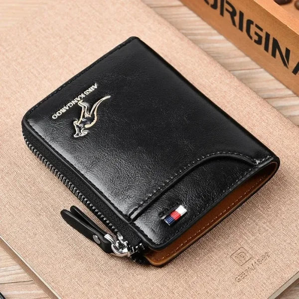 Men’s Leather Wallet – Business Card Holder, RFID Protection Zipper Purse, Luxury Wallet for Men - Himpall