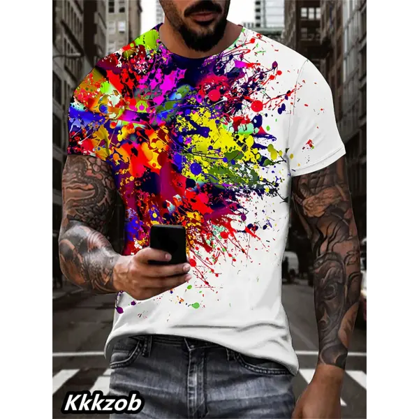 Mens Lion Print Short Sleeve Crew Neck T-Shirt Soft Breathable Casual Wear Outdoor Activities Summer Essential Clothing