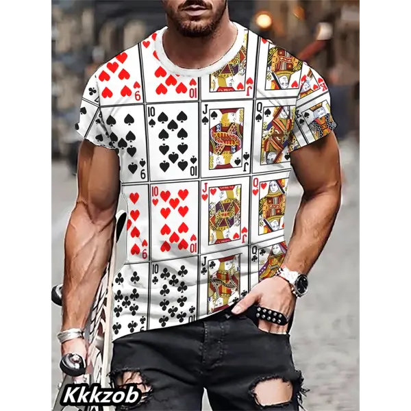 Mens Lion Print Short Sleeve Crew Neck T-Shirt Soft Breathable Casual Wear Outdoor Activities Summer Essential Clothing