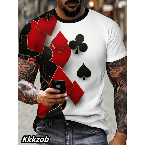 Mens Lion Print Short Sleeve Crew Neck T-Shirt Soft Breathable Casual Wear Outdoor Activities Summer Essential Clothing