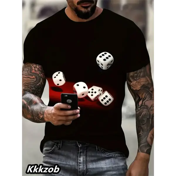 Mens Lion Print Short Sleeve Crew Neck T-Shirt Soft Breathable Casual Wear Outdoor Activities Summer Essential Clothing