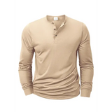 Mens Long Sleeve Henley Neck T-shirt Slim Fit Bottoming Tshirt Casual Button Shirt Comfortable Fitness Tee Cozy Top
