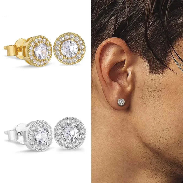 Men’s Luxury Gold CZ Stud Earrings - Gift for Valentine’s or Birthday