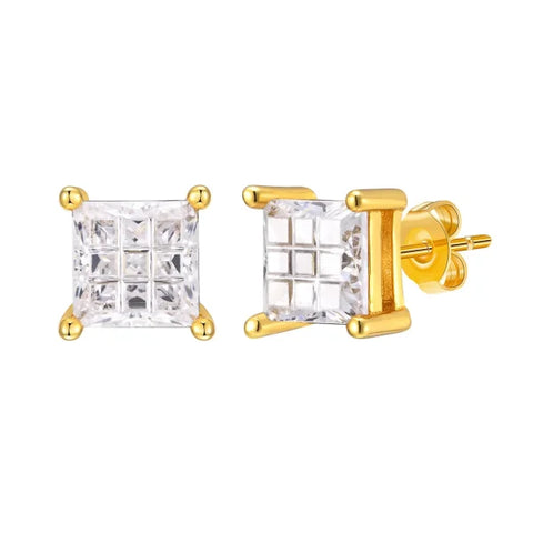 Men’s Luxury Gold CZ Stud Earrings - Gift for Valentine’s or Birthday - EBS-131G