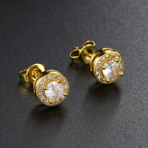 Men’s Luxury Gold CZ Stud Earrings - Gift for Valentine’s or Birthday
