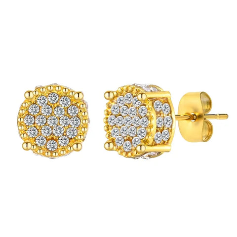 Men’s Luxury Gold CZ Stud Earrings - Gift for Valentine’s or Birthday - EBS-134G