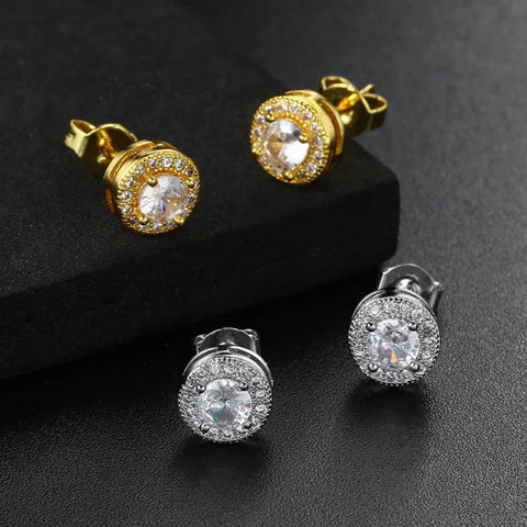 Men’s Luxury Gold CZ Stud Earrings - Gift for Valentine’s or Birthday