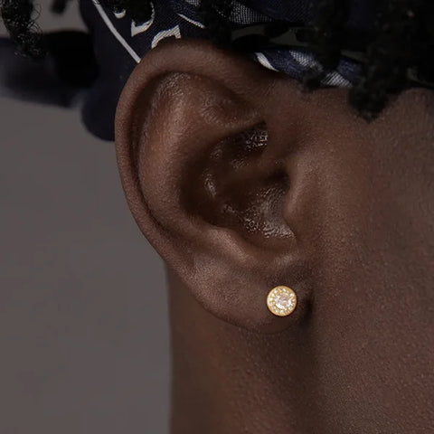 Men’s Luxury Gold CZ Stud Earrings - Gift for Valentine’s or Birthday
