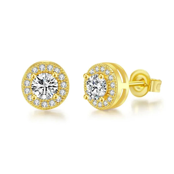 Men’s Luxury Gold CZ Stud Earrings - Gift for Valentine’s or Birthday - EBS-132G