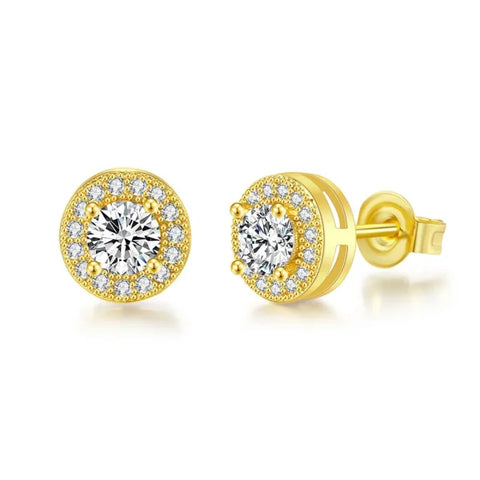 Men’s Luxury Gold CZ Stud Earrings - Gift for Valentine’s or Birthday - EBS-132G