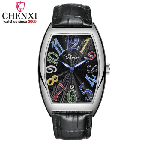 Men’s Luxury Watches – Top Brand Quartz Wristwatch with Leather Strap & Date - Black Silver Black
