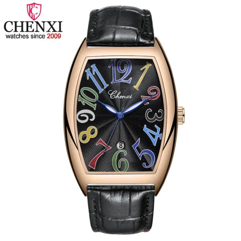 Men’s Luxury Watches – Top Brand Quartz Wristwatch with Leather Strap & Date - Black Gold Black