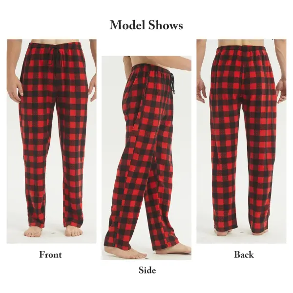 Mens Pajamas Pants with Pockets Fleece Pjs Soft Warm Plaid Pajamas Bottoms Lounge Sleep Pants Loungewear Sleepwear