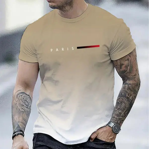 Summer Oversized T Shirt Man Loose Paris Creative Male T-Shirt Letter Print Casual Slim Round Neck Short Sleeved