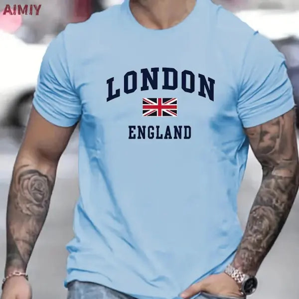 Summer Oversized T Shirt Man Loose Paris Creative Male T-Shirt Letter Print Casual Slim Round Neck Short Sleeved