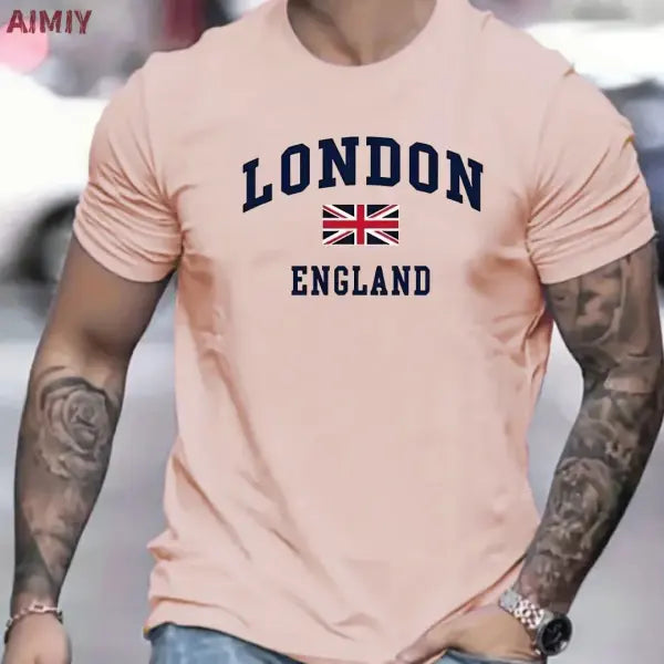 Summer Oversized T Shirt Man Loose Paris Creative Male T-Shirt Letter Print Casual Slim Round Neck Short Sleeved