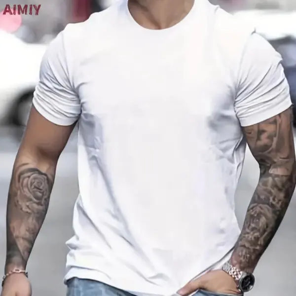 Summer Oversized T Shirt Man Loose Paris Creative Male T-Shirt Letter Print Casual Slim Round Neck Short Sleeved