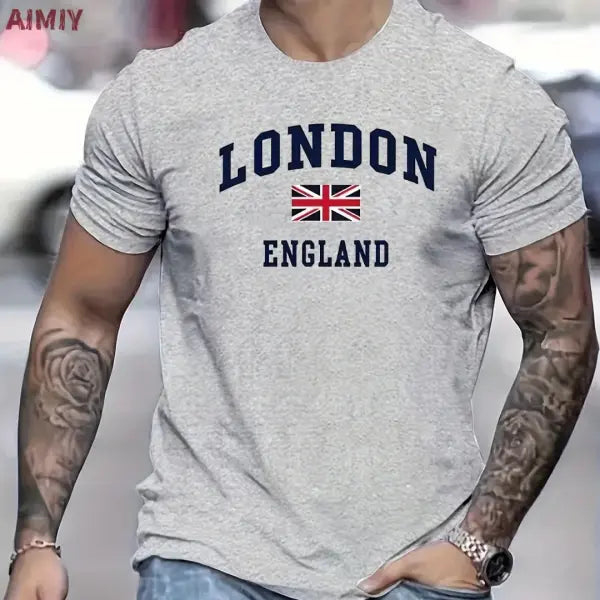 Summer Oversized T Shirt Man Loose Paris Creative Male T-Shirt Letter Print Casual Slim Round Neck Short Sleeved