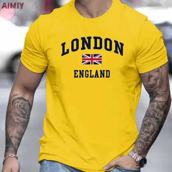 Summer Oversized T Shirt Man Loose Paris Creative Male T-Shirt Letter Print Casual Slim Round Neck Short Sleeved