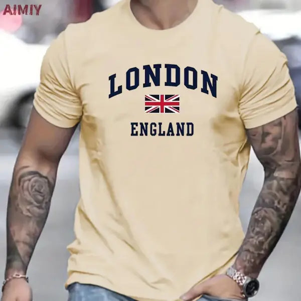 Summer Oversized T Shirt Man Loose Paris Creative Male T-Shirt Letter Print Casual Slim Round Neck Short Sleeved