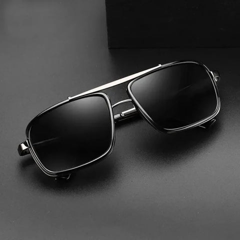 Men’s Punk Square Aviator Sunglasses - UV400 Twin-Beam Shades