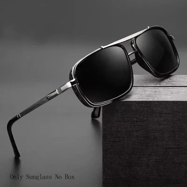 Men’s Punk Square Aviator Sunglasses - UV400 Twin-Beam Shades