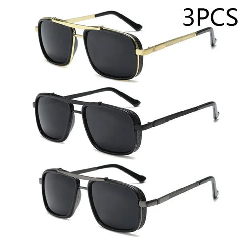 Men’s Punk Square Aviator Sunglasses - UV400 Twin-Beam Shades - dark green
