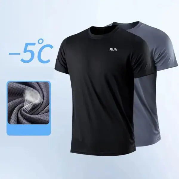 Men’s Quick Dry Short Sleeve Gym Running Moisture Wicking Round Neck T-Shirt Training Exercise Gym Sport Shirt Tops